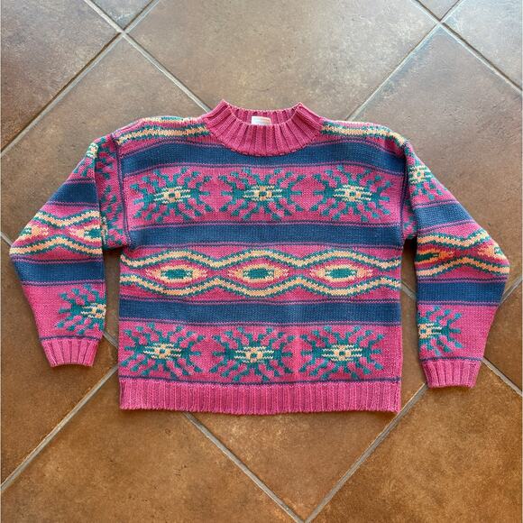 Vintage Nuovo Southwest " Aztec " Chunky Knit Sweater Cottage 80's Americana s L - Picture 10 of 10
